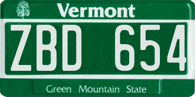 VT license plate ZBD654