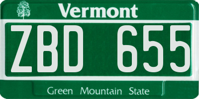 VT license plate ZBD655