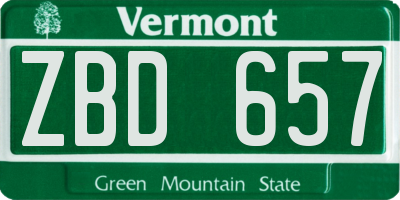 VT license plate ZBD657