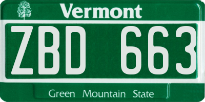 VT license plate ZBD663
