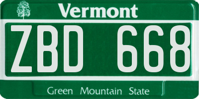VT license plate ZBD668