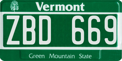 VT license plate ZBD669