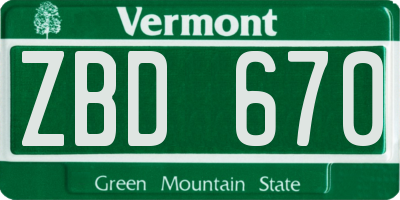 VT license plate ZBD670