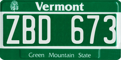 VT license plate ZBD673