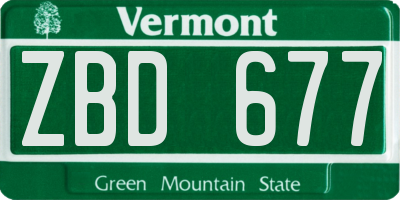 VT license plate ZBD677