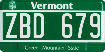 VT license plate ZBD679