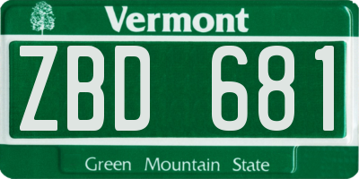 VT license plate ZBD681