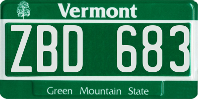 VT license plate ZBD683