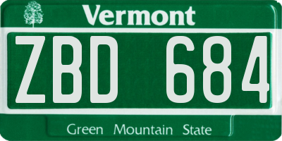 VT license plate ZBD684