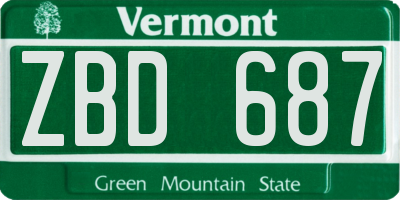 VT license plate ZBD687