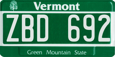 VT license plate ZBD692