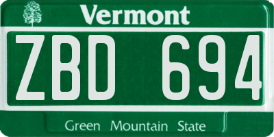 VT license plate ZBD694