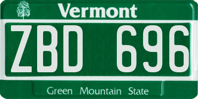 VT license plate ZBD696
