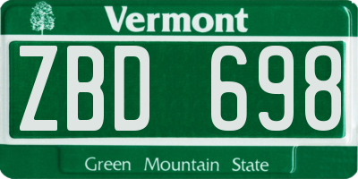 VT license plate ZBD698