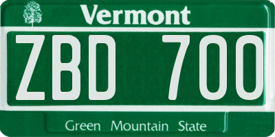 VT license plate ZBD700