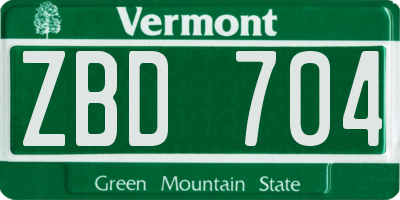 VT license plate ZBD704