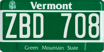 VT license plate ZBD708