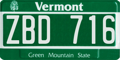 VT license plate ZBD716