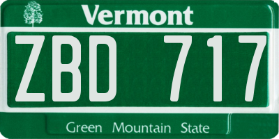 VT license plate ZBD717