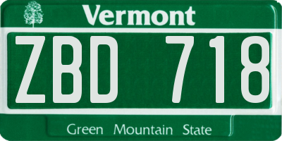 VT license plate ZBD718