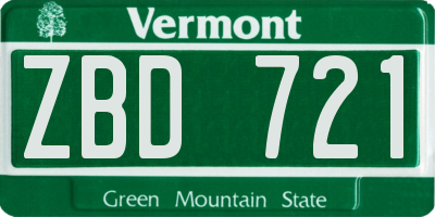 VT license plate ZBD721