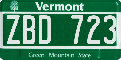 VT license plate ZBD723