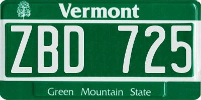 VT license plate ZBD725
