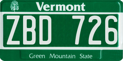 VT license plate ZBD726