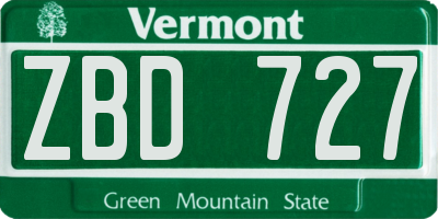 VT license plate ZBD727