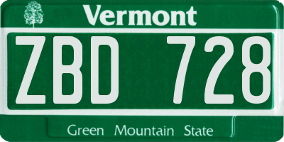 VT license plate ZBD728