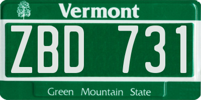 VT license plate ZBD731
