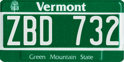 VT license plate ZBD732