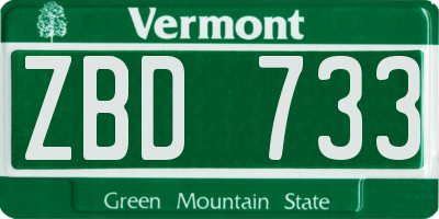 VT license plate ZBD733