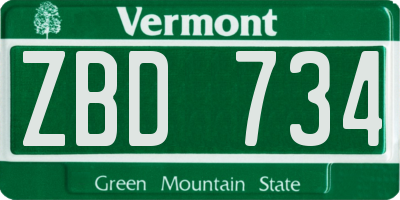 VT license plate ZBD734