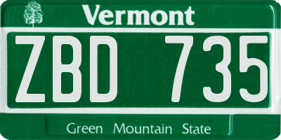 VT license plate ZBD735
