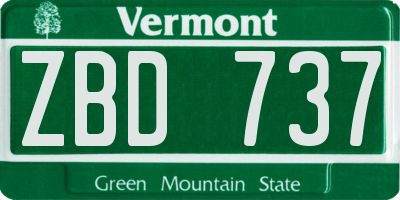 VT license plate ZBD737