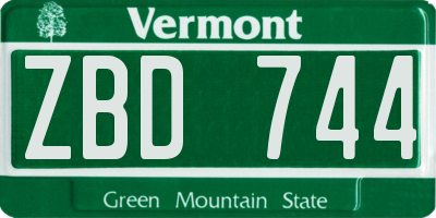 VT license plate ZBD744