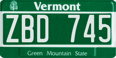 VT license plate ZBD745