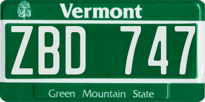 VT license plate ZBD747