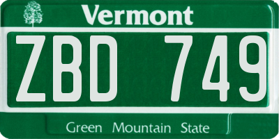 VT license plate ZBD749