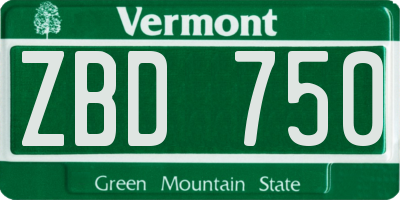 VT license plate ZBD750