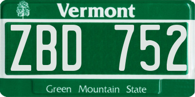 VT license plate ZBD752