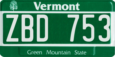 VT license plate ZBD753