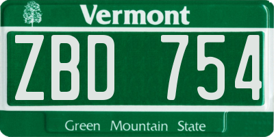 VT license plate ZBD754