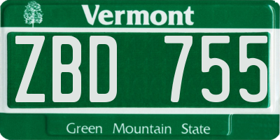 VT license plate ZBD755