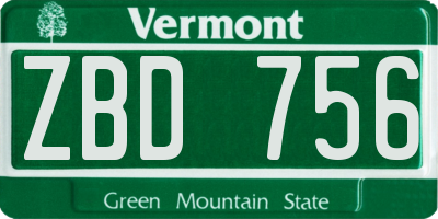 VT license plate ZBD756