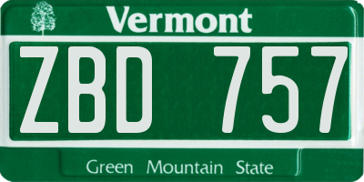 VT license plate ZBD757