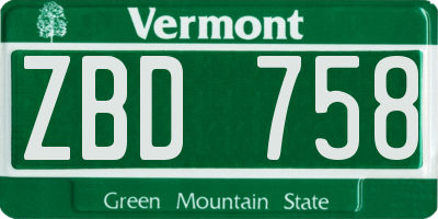 VT license plate ZBD758