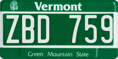 VT license plate ZBD759