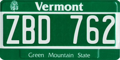 VT license plate ZBD762